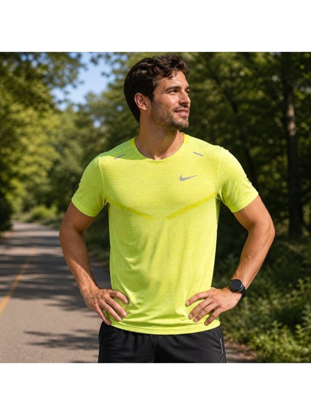 Nike Running Dri-FIT Tee – Neon Yellow – Size Medium